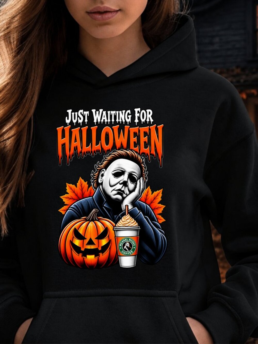 Waiting For Halloween HOODIE Graphic Sweatshirt Adult Unisex Cozy Horror Movie